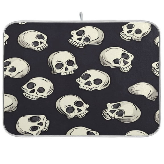 Kitchen Drying Mat 16x18In Drying Dish Mat Dish Drying Mats Kitchen Countertop Multi-Function Drain Drying Mat Kitchen Table Halloween Skeletons2