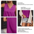 thumbnail image 3 of Camiseta sin mangas de satén con cuello en V para mujer, chaleco sin mangas de verano de Color puro holgado para uso diario, 3 of 6
