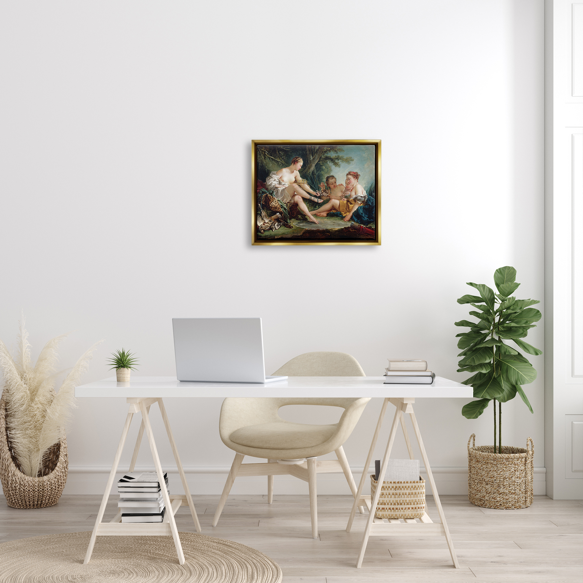 Stupell Industries Diana After the Hunt Francois Boucher Classic Painting Painting Metallic Gold Floating Framed Canvas Print Wall Art, Design by one1000paintings