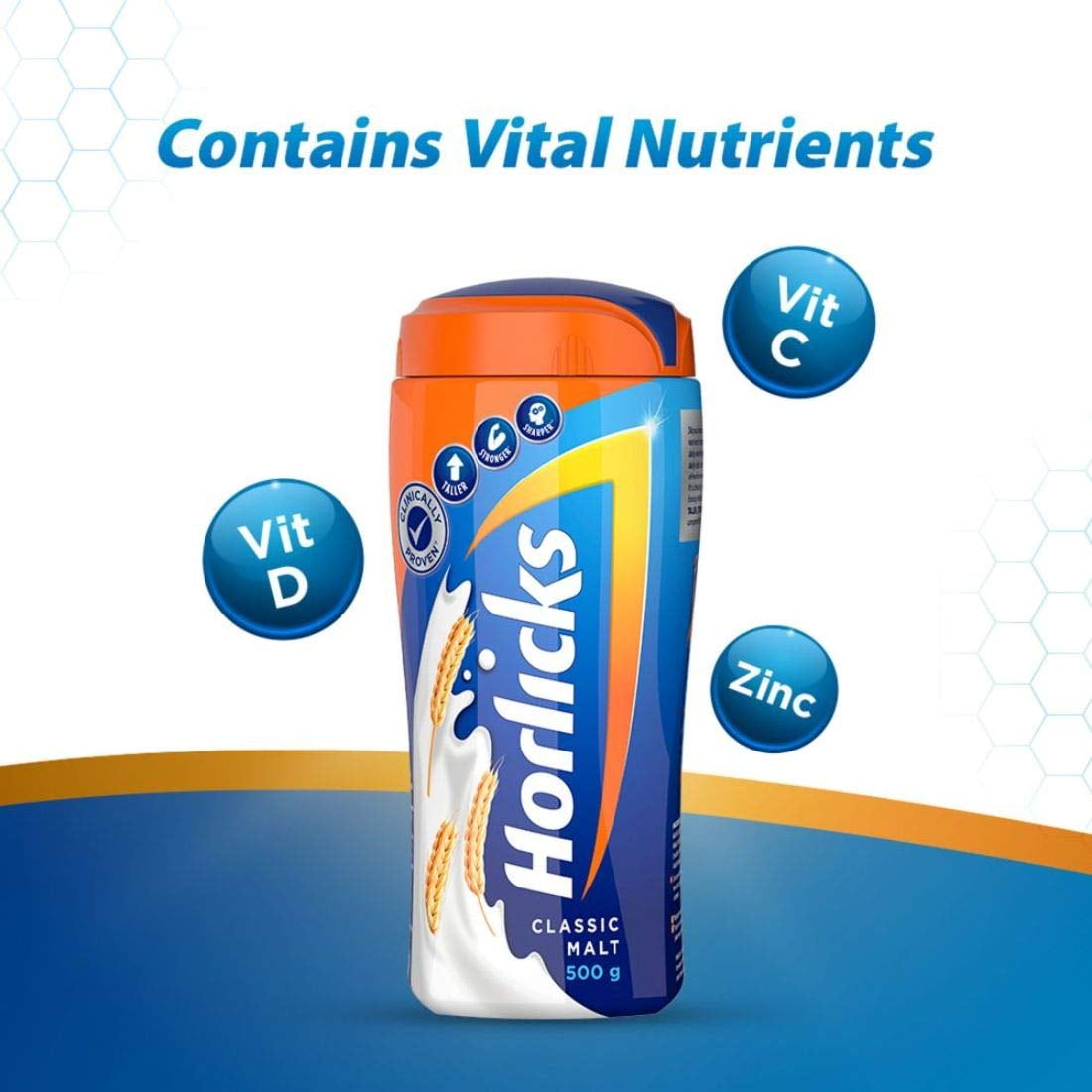Horlicks Classic Malt 500gm - Vitamins & Minerals, Supports