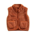 thumbnail image 1 of Faithtur Sleeveless Plush Vest, Solid Color V-neck Outerwear with Pockets, 1 of 9