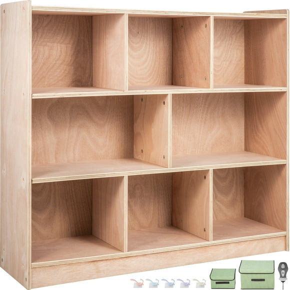 VEVOR Classroom Storage Cabinet Birch Plywood 8-Section Preschool Storage Shelves 36 Inch High Classroom Cabinet Storage with Casters
