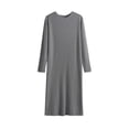 thumbnail image 1 of Robe Florale pour Femmes Robes d'Automne Col Rond Manches Longues Robe Pull Tricotée d'Hiver Robes Col en V pour Femmes S-181 Gris Taille Unique, 1 of 3