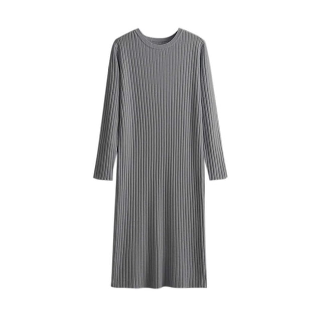 Robe Florale pour Femmes Robes d'Automne Col Rond Manches Longues Robe Pull Tricotée d'Hiver Robes Col en V pour Femmes S-181 Gris Taille Unique