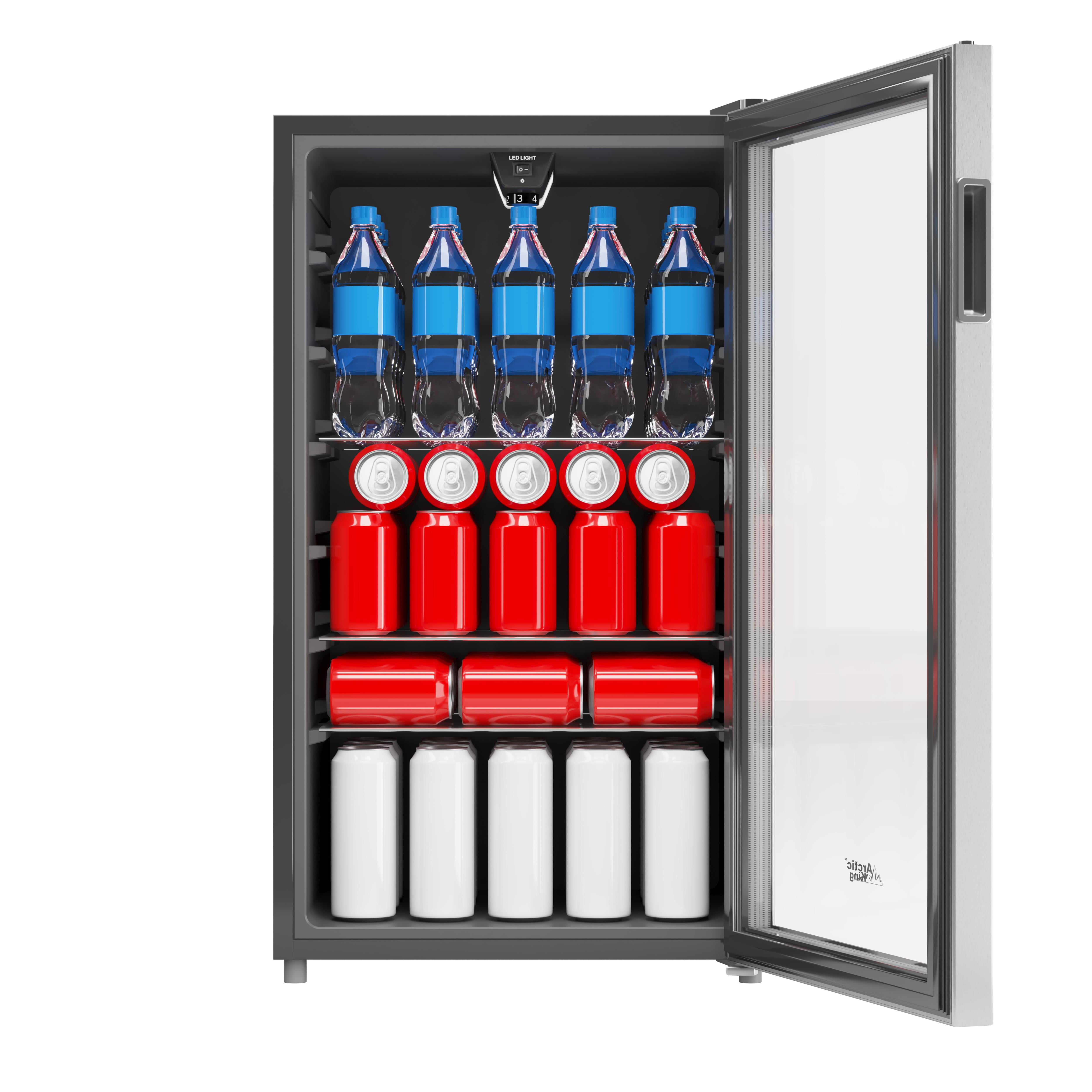 Arctic King Beverage Cooler – Compact Beverage Refrigerator, Mini Fridge for Drinks, Glass Door Drink Fridge for Soda, Beer & Wine