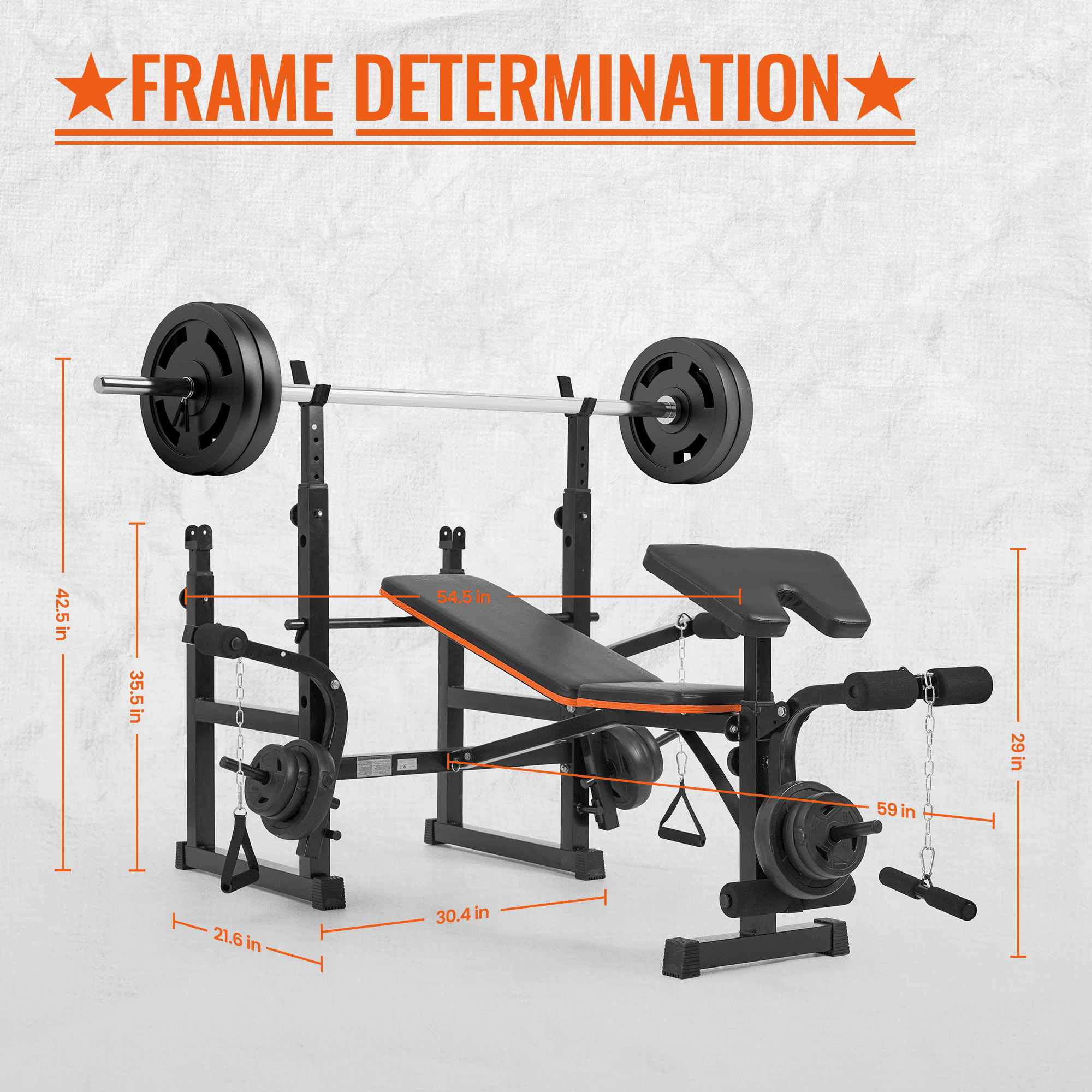 GASKY  Adjustable Weight Bench 600lbs 7-in-1 Foldable Multi-Function Workout Bench Set with 2 Barbell Rack & Leg Extension for Full Body Strength Training Home/Gym  Gifts for Him