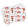 thumbnail image 1 of Ambesonne Nautical Place Mats Set of 4, Underwater Sea Ocean, Standard Size, Salmon Dark Coral, 1 of 6