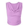 thumbnail image 5 of Crop Tank Tops for Women Linen Women’s Cowl Neck Tank Tops Sleeveless Ruched Pullover Tops Loose Casual Elegant Business Blouse Purples XL, 5 of 6