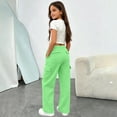 thumbnail image 2 of Gubotare Sweat Pants for Teens Girls Sweatpants for Girls Trendy Wide Leg Loose Sweat Pants Elastic High Waist Athletic Joggers Size 13-14 (Green,13-14 Years), 2 of 9