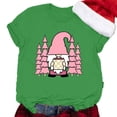thumbnail image 4 of Christmas Shirts for Women, Green Christmas Gifts, Women's Gnome Print Round Neck Short Sleeve T Shirt Top, 4 of 5