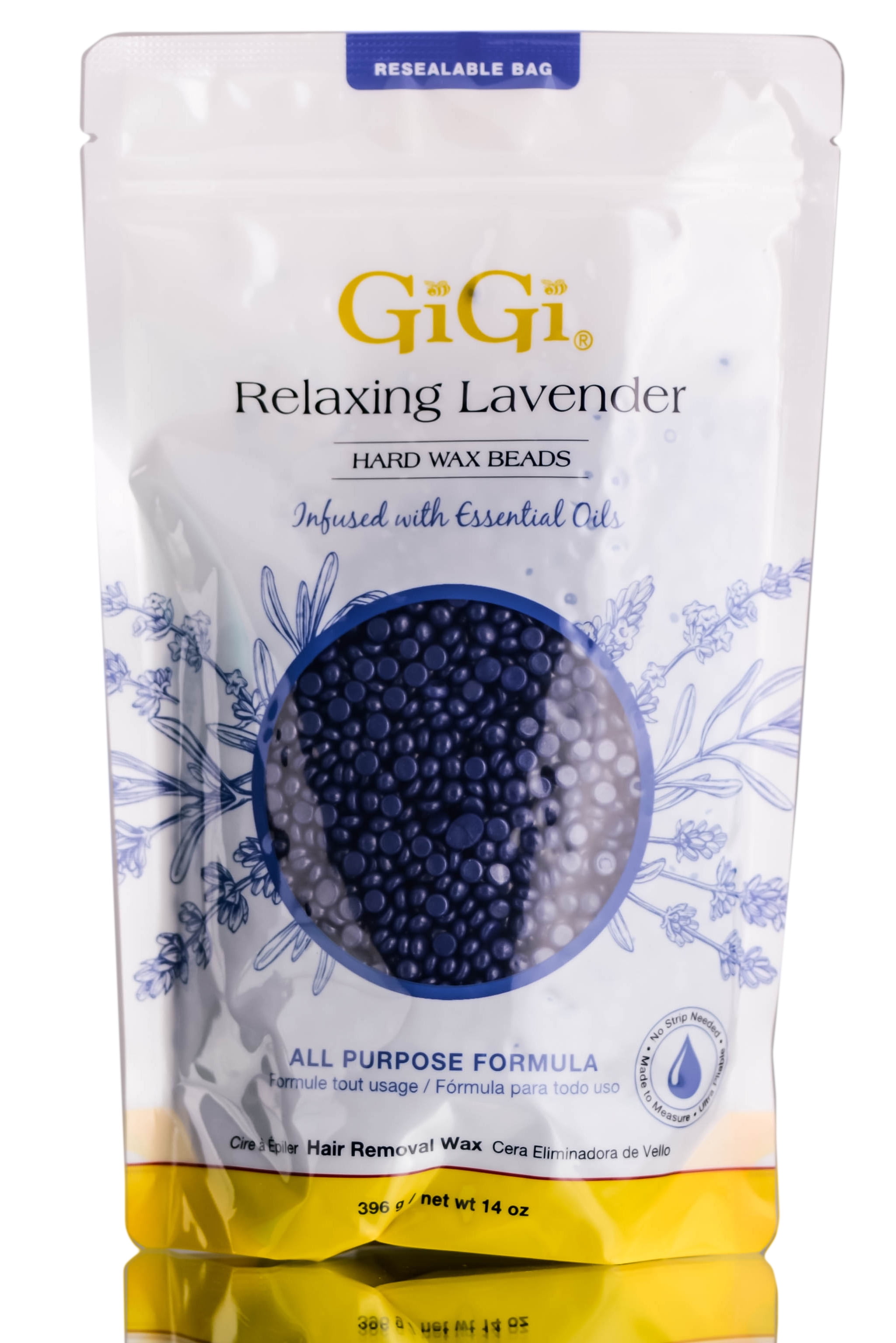 Gigi Relaxing Lavender Hard Wax Beads 14 oz Pack of 1 with Sleek