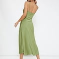 thumbnail image 5 of Jzuxvd Women's Spaghetti Strap Cowl Neck Long Slip Satin Silk Midi Dress Light Green L, 5 of 7