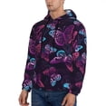 thumbnail image 2 of KLL Purple Butterfly Print Mens Hoodie Long Sleeve Casual Pullover Hooded Sweatshirt Fashion Drawstring Hoodies with Pocket-3X-Large, 2 of 6