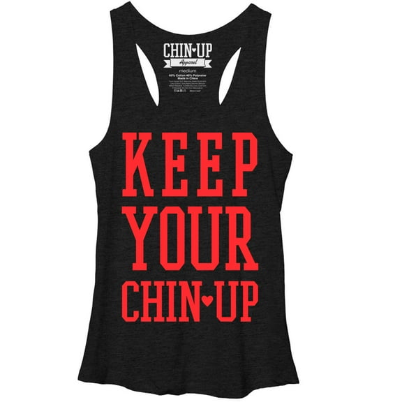 Women's CHIN UP Keep Your Head Up Racerback Tank Top Black Heather X Large