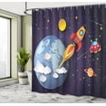 thumbnail image 4 of Outer Space Shower Curtain, Rocket on Planetary System with Earth Stars Ufo Saturn Sun Galaxy Boys Print, Fabric Bathroom Set with Hooks, 69W X 84L Inches Extra Long, Multicolor, by Ambesonne, 4 of 4