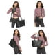 thumbnail image 4 of Juego de 4 bolsas de mano de piel sintético para mujer, con asa superior, bolsa de hombro, Negro -, L, 4 of 5