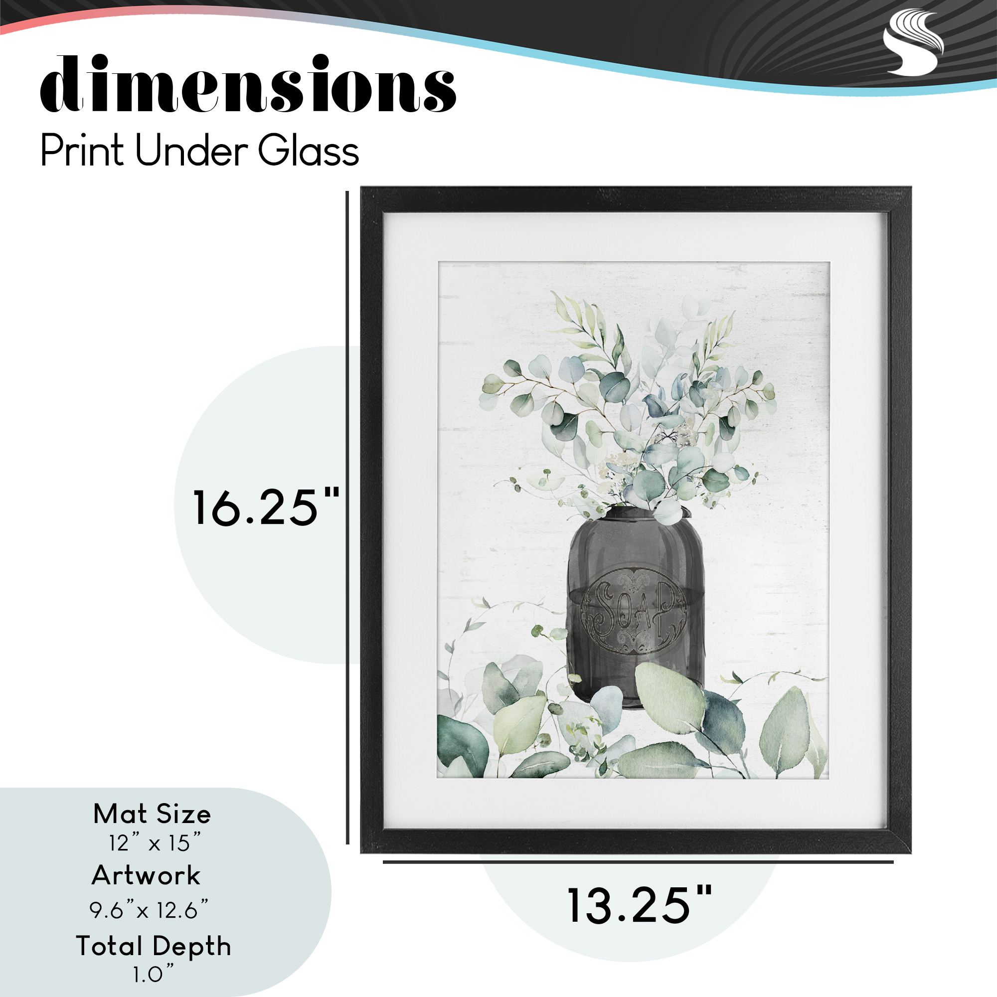 Soap Jar & Eucalyptus Black Framed Print Under Glass, design by Lettered and Lined