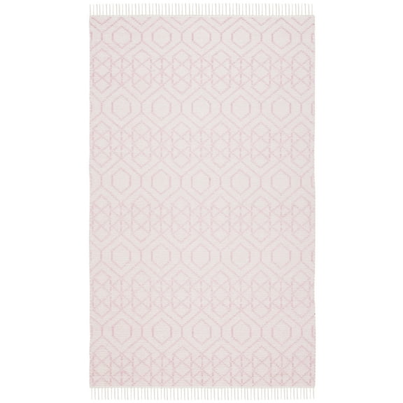 SAFAVIEH Montauk Lars Geometric Cotton Area Rug, Pink/Ivory, 8' x 10'