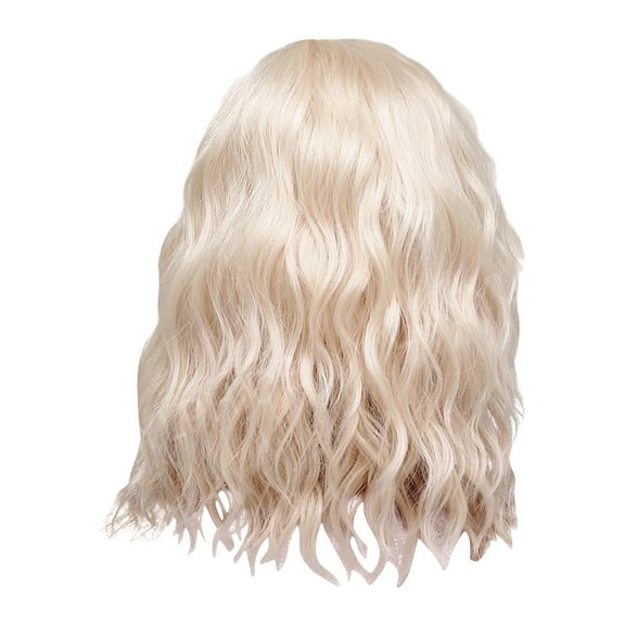 Beauty Under $15 Partial Golden Medium Length Curly Wig For Women With High-Temperature Silk Rose Mesh White