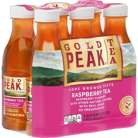 Gold Pure Tea - (2 Pack) Gold Peak Raspberry Tea, 16.9 Fl Oz, 6 Count
