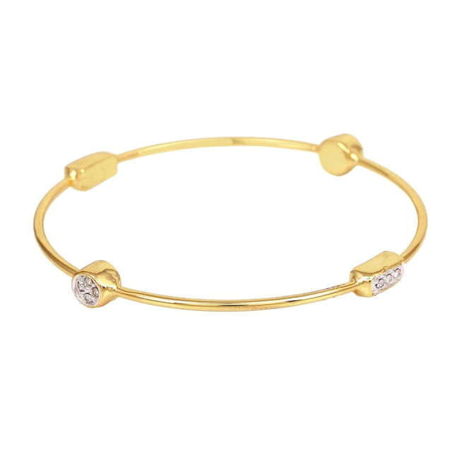 Estele Jewellery Pulsera Para Mujer Chapada En Oro Y Rodio Elegante Pulsera Tipo Brazalete De Tamaño 2:4 Con Cristales Austriacos Blancos Para Mujer-251-2Tnwe Br