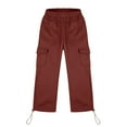 thumbnail image 6 of HAOTAGS Big Boys Casual Sweatpants, Stright Leg Cargo Pants Elastic Waist with Drawstring Sport Jogger for School Red 9 Years, 6 of 8