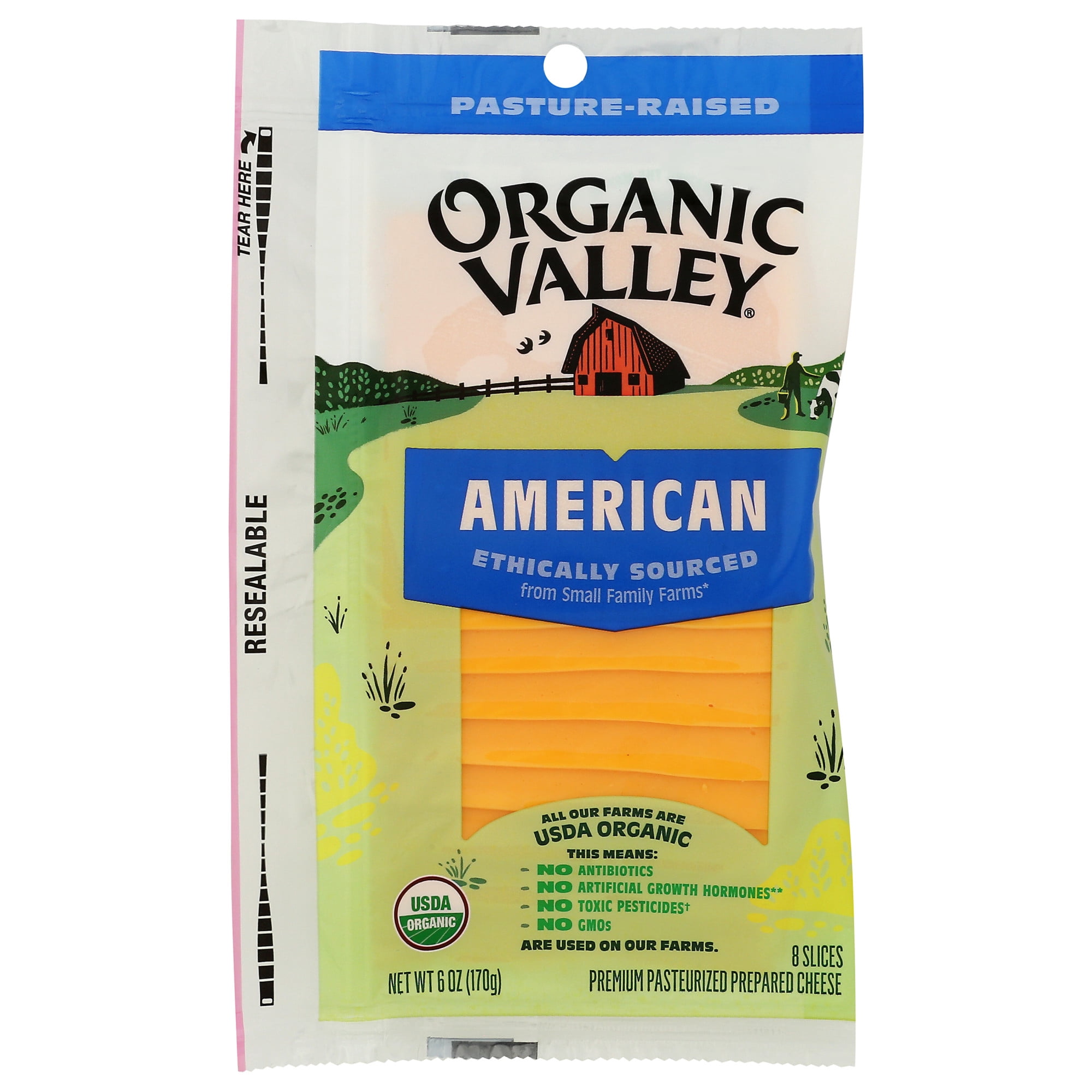 Organic Valley Organic American Yellow Cheese, 8 Slices