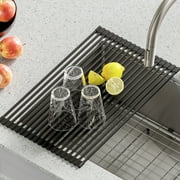 KRAUS Multipurpose Over-Sink Roll-Up Dish Drying Rack in Light Grey