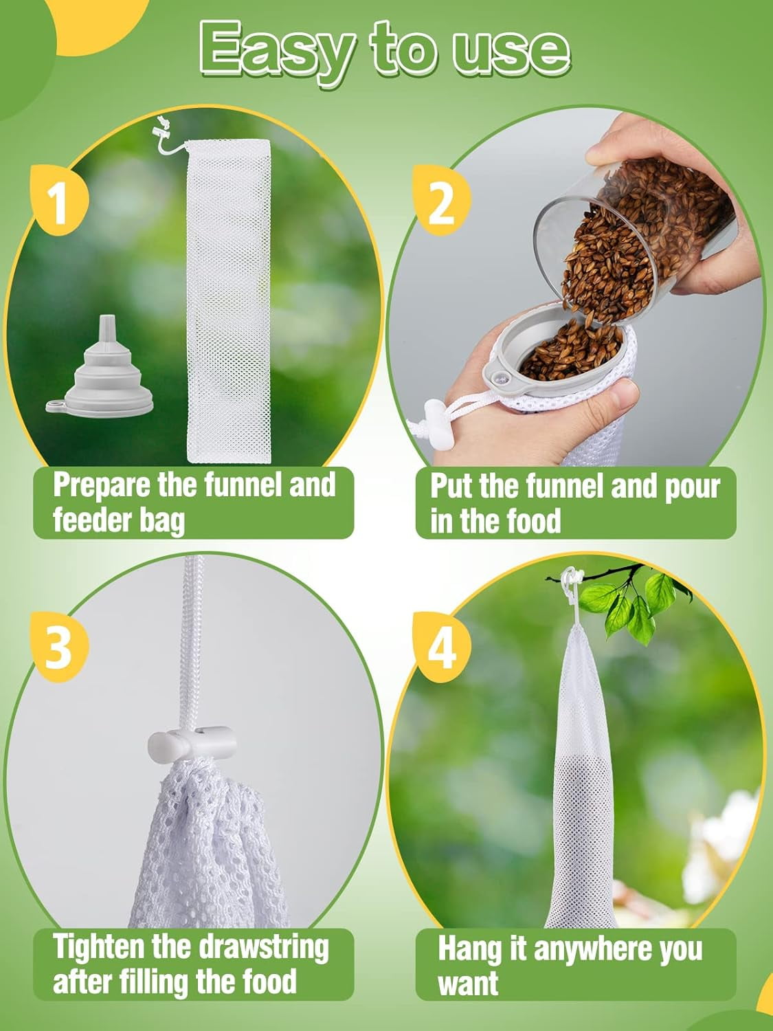 Finch Sock Feeder for Outdoor, Durable Thistle Seed Feeder Sacks with Funnels, Bird Food Supply Tools for Garden Yard Wild Finch Feeding