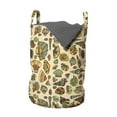 thumbnail image 1 of Underwater Laundry Bag, Ethnic Ocean Creatures Aquatic Starfish Sea Shells Cockleshell Pattern, Basket with Handles Drawstring Closure for Laundromats, 13" x 19", Champagne Multicolor, by Ambesonne, 1 of 4