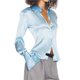 thumbnail image 2 of Camisas de Satén de Seda con Botones para Mujer, Blusas de Larga, Camisas de Mujer Azul L, 2 of 8