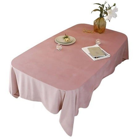 

2 Pcs Rectangular Tablecloth solid Color Silk Velvet Tablecloth Washable stain Resistance Wrinkle Free Table Cover For Restaurant Christmas Halloween Party Picnic Outdoor -Pink-140*240cm