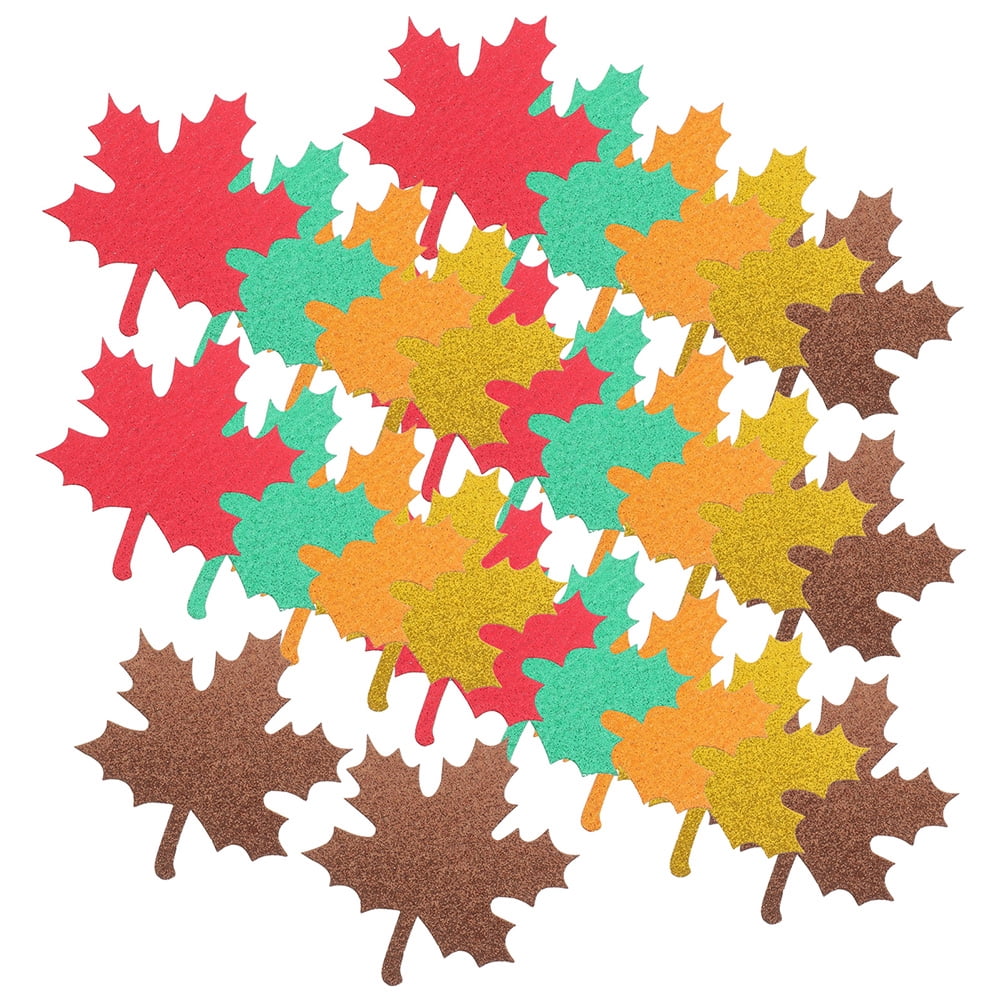WASHWEPE 30Pcs Fall Leaves Table Decor Maple Leaf Shape Mixed Color Paper For Thanksgiving Day Celebrations