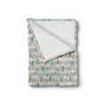 thumbnail image 2 of Hawaiian Soft Flannel Fleece Blanket, Striped Background with Pink Flamingos and Coconut Palm Tree Leaves, Cozy Plush for Indoor and Outdoor Use, 60" x 80", Pale Blue and Multicolor, by Ambesonne, 2 of 6