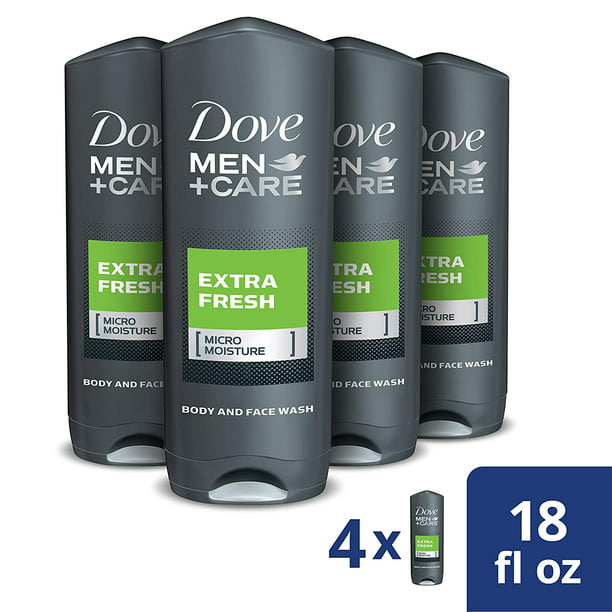 Dove Men+Care Body Wash and Shower Gel Extra Fresh 18 oz, 4 Count ...