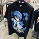 thumbnail image 2 of EVANGELION camiseta de Ayanami Rei para hombre, Tops de manga corta con estampado de gran tamaño, camiseta Punk de Hip Hop, ropa de calle informal, regalo de verano, 2 of 5