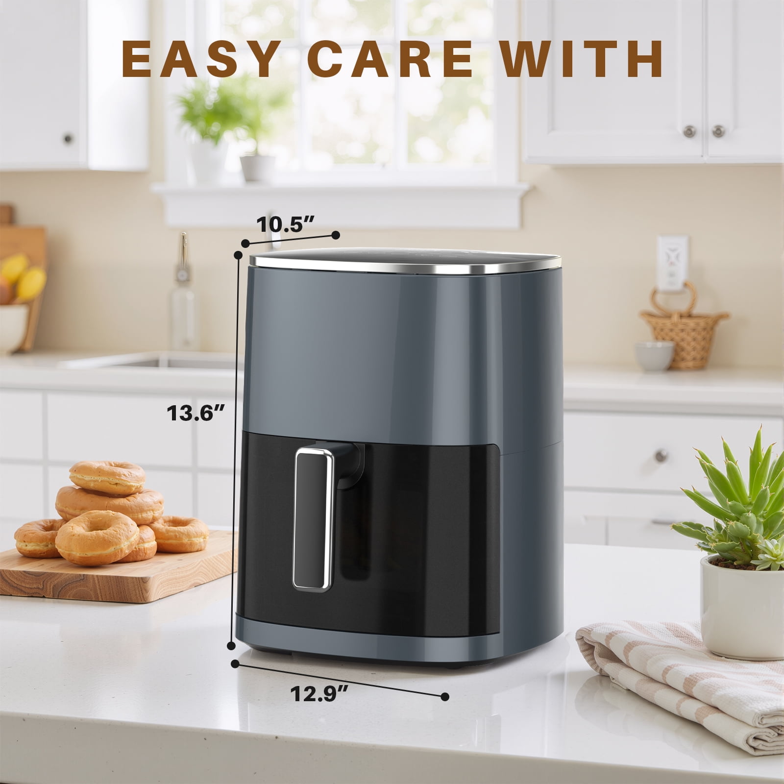 TINKLE WELL Air Fryer, 6-Quart 12-in-1 Multi-Cooker with Viewing Window for Oil-Free Frying, Baking & Dehydrating, Up to 400°F, Gray