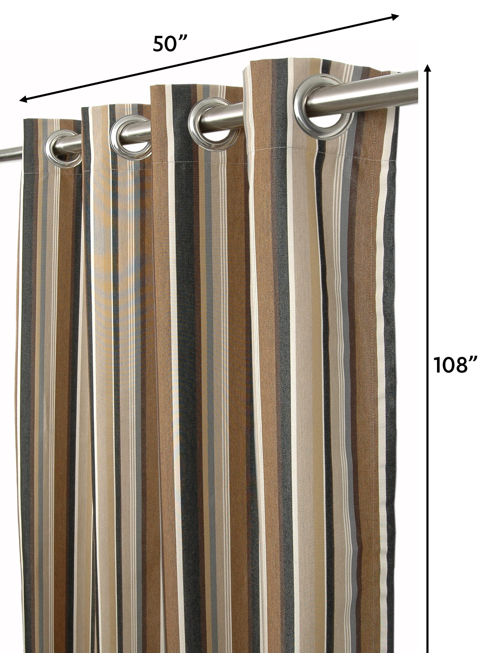 Sunbrella Capitol Espresso Indoor/Outdoor Curtain Panel by Sweet Summer Living, 50" x 108" with Stainless Steel Grommets