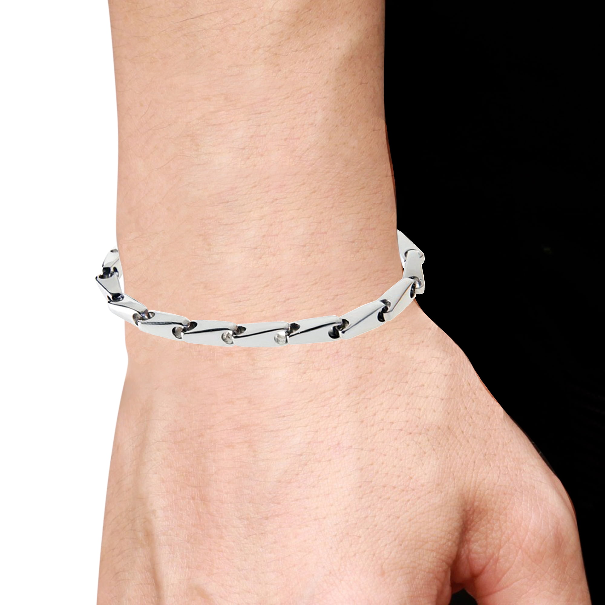 Mens Stainless Steel Bullet Link Chain Bracelet