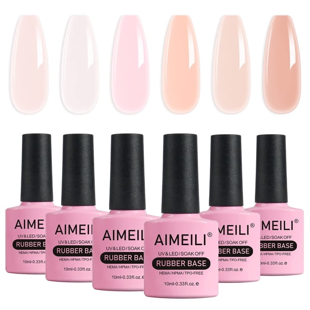 Set de esmaltes de uñas AIMEILI Rubber Base Gel, 10 ml, 6 unidades, sin hema