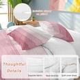 thumbnail image 2 of 3 Piece Pink Ombre Duvet Cover Set Queen Size, Microfiber Comforter/Quilt Cover with Corner Ties and 2 Pillowcases, Farmhouse Vintage Wooden Striped All Season Soft Bedding with Zipper Closure, 2 of 8