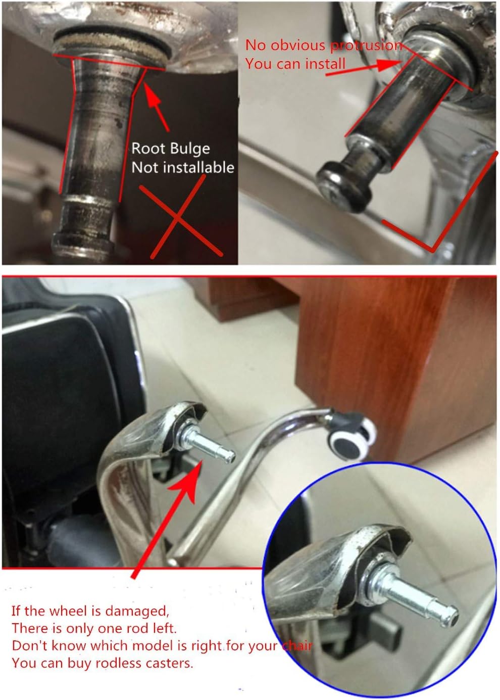 Gamvdout Plate Casters Rodless Mute Office Chair Caster Furniture Caster Replacement Castors Swivel Chair Wheel Hole Diameter 8mm 360 Degree Swivel Casters for Home Furniture Office 5pcs