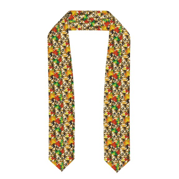 Logiee Kittens With Maple Leaves Print Unisex Adult Graduation Stole Shawl 72" Long for Academic Commencements Shawl-Flattened