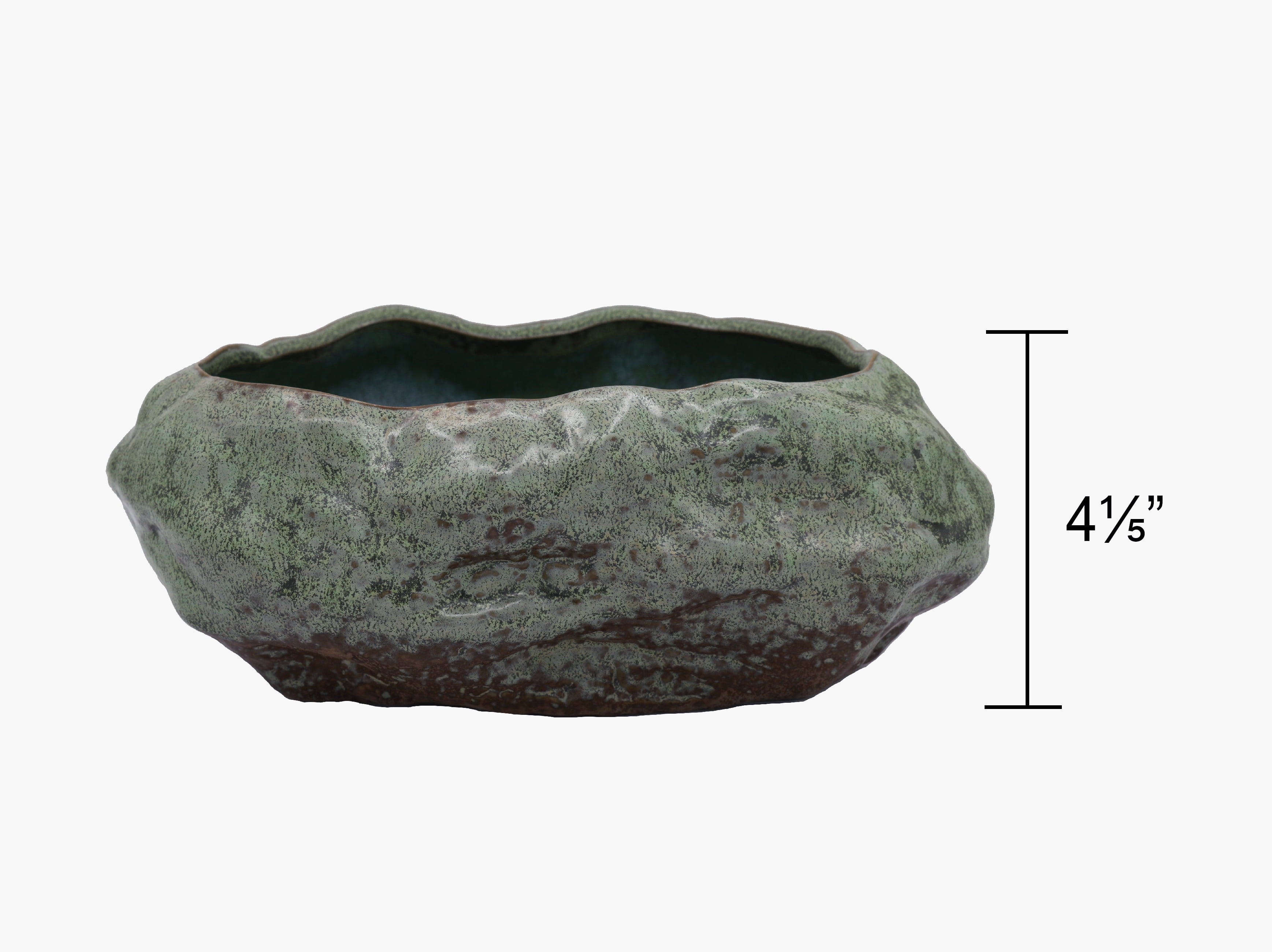 Cotta Planters Bonsai Lotus Pot, 10.25" Large Water Plant or Succulent Bowl, No Drainage Hole, Premium Ceramic with Copper Patina Glaze
