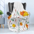 thumbnail image 4 of Floral Soft Flannel Fleece Throw Blanket, Bouquet with Swirled Branches Romantic Paper Flowers Origami Autumn Blooms Image, Cozy Plush for Indoor and Outdoor Use, 70" x 90", Mint Orange, by Ambesonne, 4 of 5