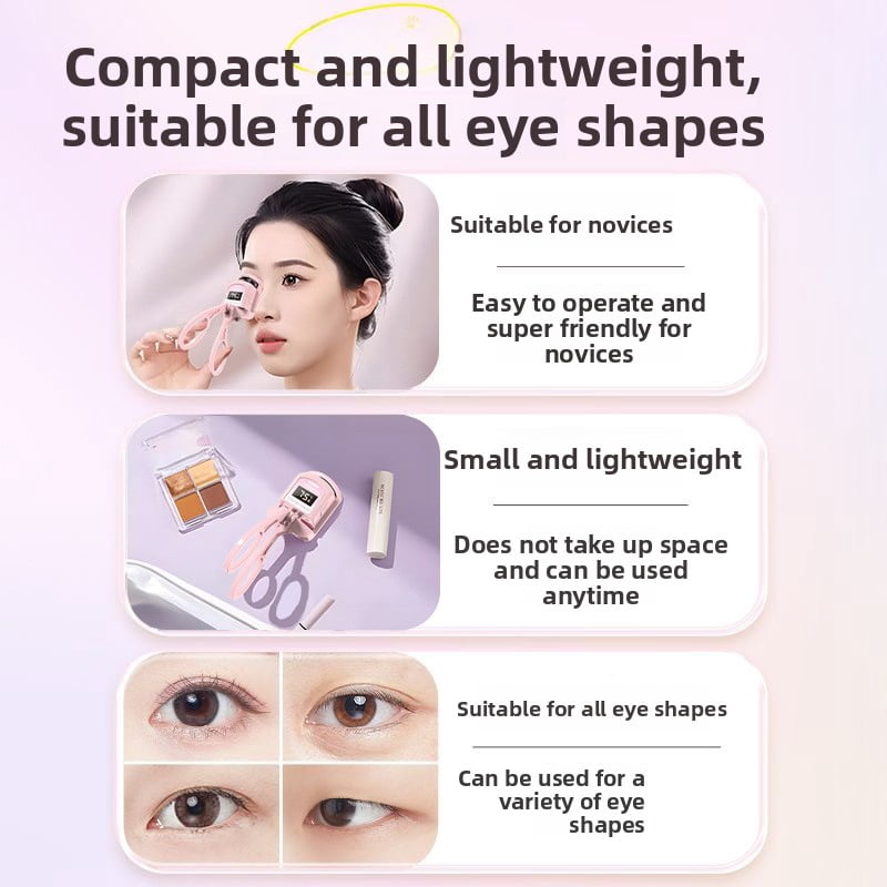 Electric Heated Eyelash Curler - Curling and Heating in One for Long-Lasting Curl - Digital Display for Temperature Control, Won't Damage Eyelashes