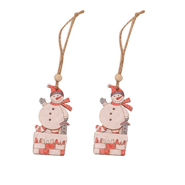 Bearachild Paquete de 2 piezas de madera de Navidad colgante de árbol de Navidad fiesta temática decoración de Año Nuevo DIY artesanía Kits de decoración para fiestas Muñeco de nieve de pie
