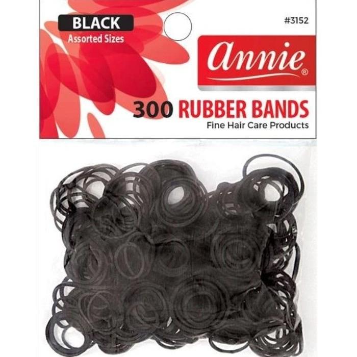 Annie Black Rubber Bands, 300/PK