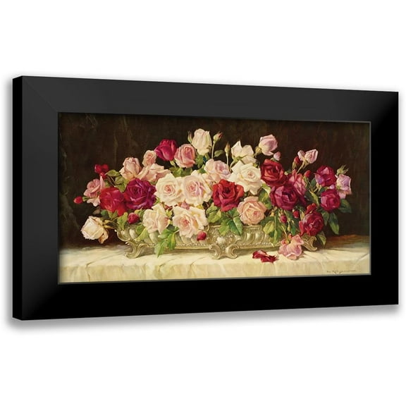 Krueger, E. 14x9 Black Modern Framed Museum Art Print Titled - CLASSIC ROSE BOWL