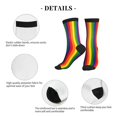 thumbnail image 5 of Men's Rainbow Stripe Print Novelty Athletic Socks Women's Digital Printing Funky Patterned Crew Socks, 5 of 7
